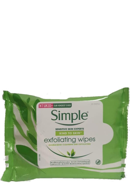 Simple Kind to Skin Exfoliating Facial Wipes 25 Pcs