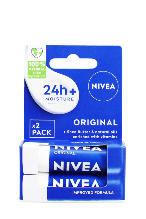 Nivea 24h+ Moisture Lip Balm Original - 2 Pack